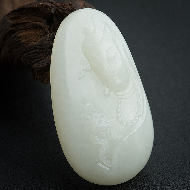 俄料天然白玉山料吊坠-红掌柜