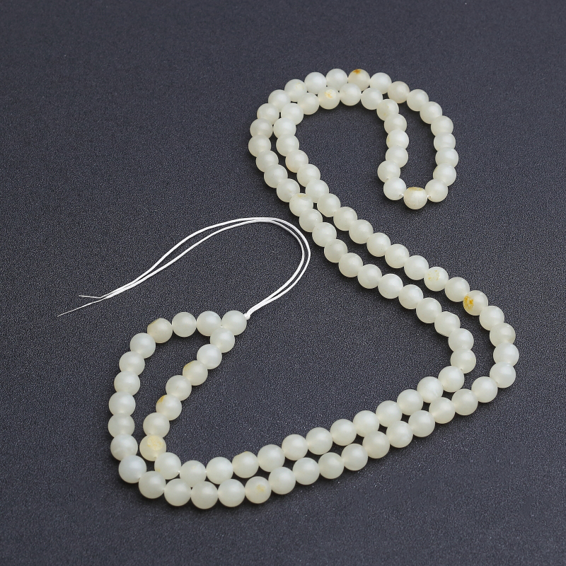 8mm新疆和田青白玉山料长链-红掌柜