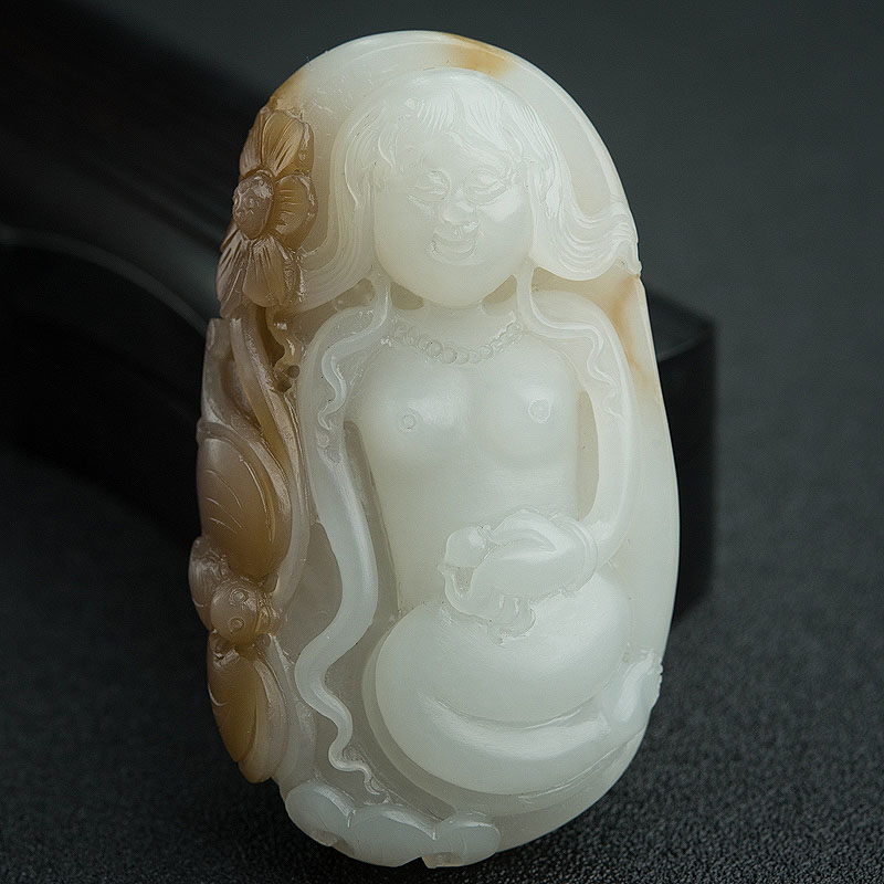 俄罗斯和田玉美女吊坠 - 红掌柜