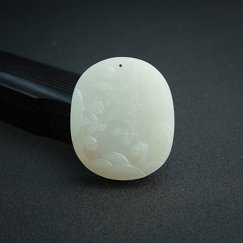 俄罗斯天然和田白玉大展宏图吊坠 - 红掌柜