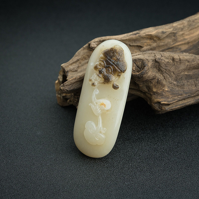 俏色和田玉如意吊坠 - 红掌柜