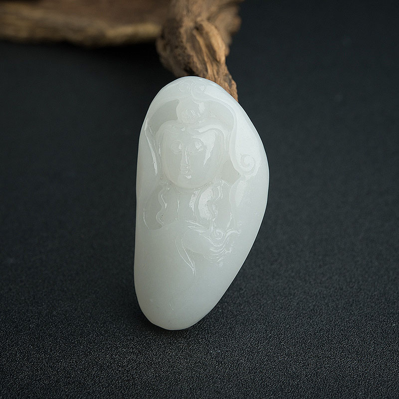 和田白玉观音吊坠 - 红掌柜