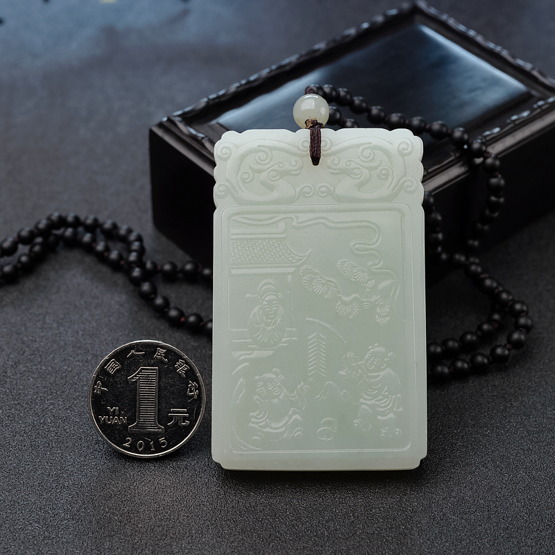 俄料天然青白玉吊坠-红掌柜