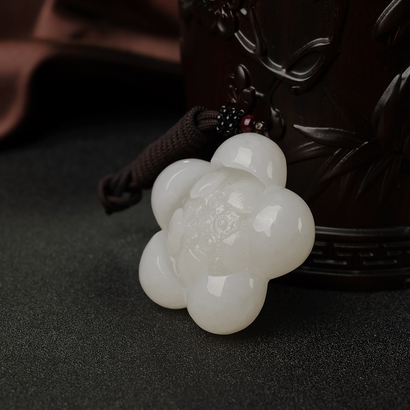 天然白玉山料莲花吊坠-红掌柜