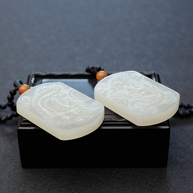 俄料山料青白玉龙凤呈祥-红掌柜