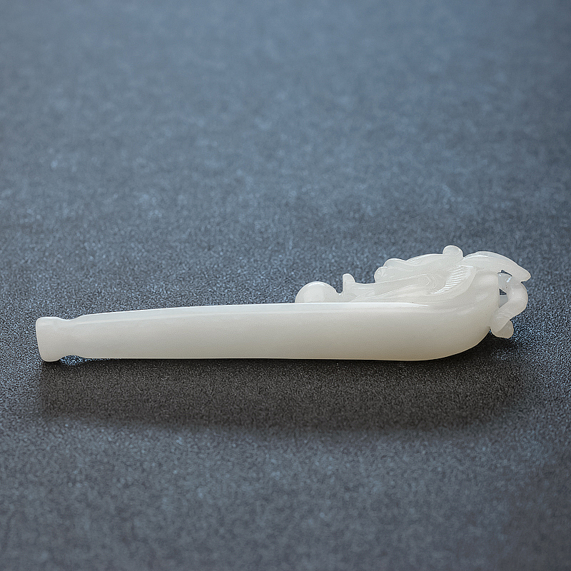 天然白玉龙头烟嘴-红掌柜