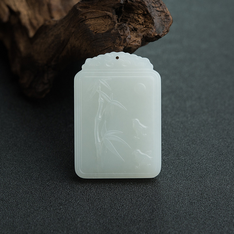 山料天然和田白玉节节高升吊坠-红掌柜