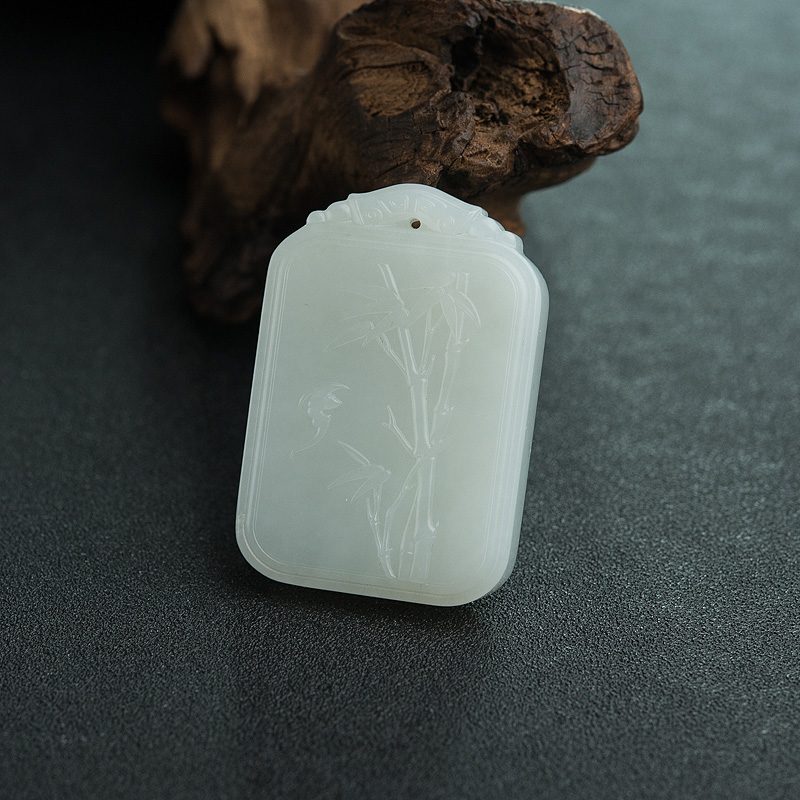 山料和田白玉竹报平安吊坠-红掌柜