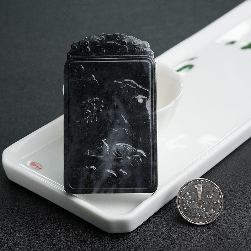 山料和田青花玉吊坠-红掌柜