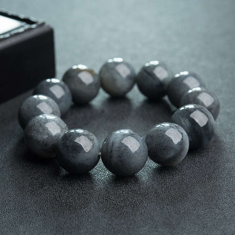 天然和田青花玉单圈手串-红掌柜