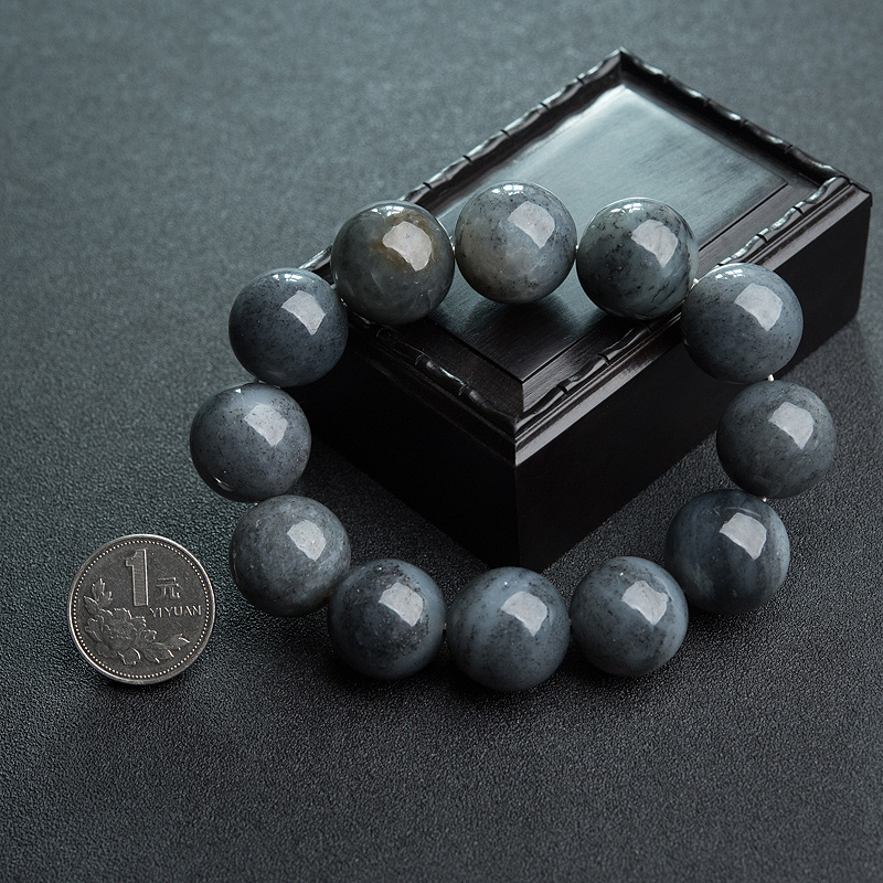 青海山料和田青花玉单圈手串-红掌柜