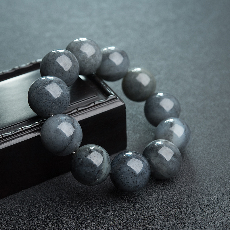 天然山料和田青花玉单圈手串-红掌柜