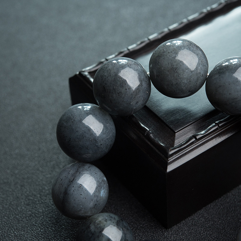 天然山料和田青花玉单圈手串-红掌柜