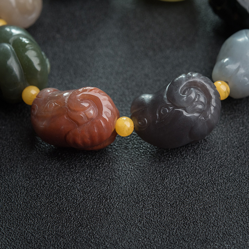 和田玉羊头手串-红掌柜