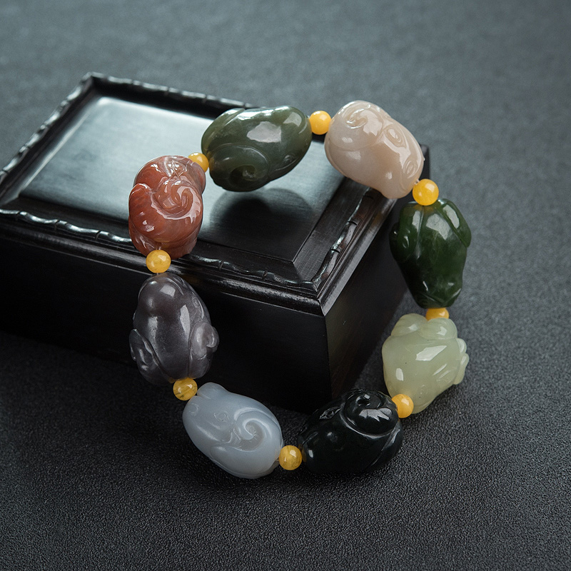 天然和田玉羊头手串-红掌柜