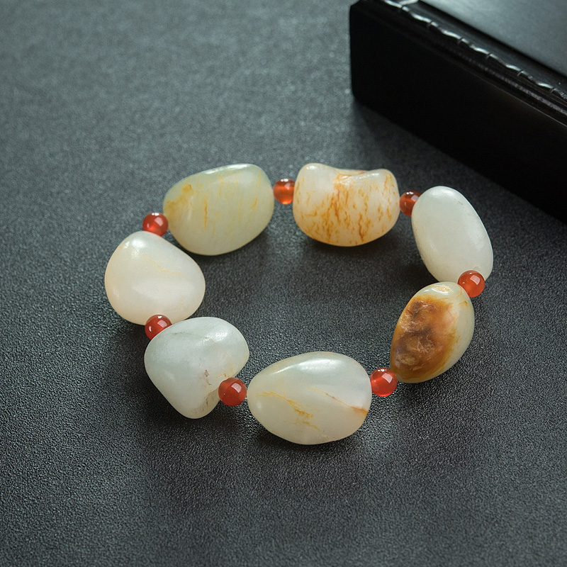 和田玉随形单圈手串-红掌柜