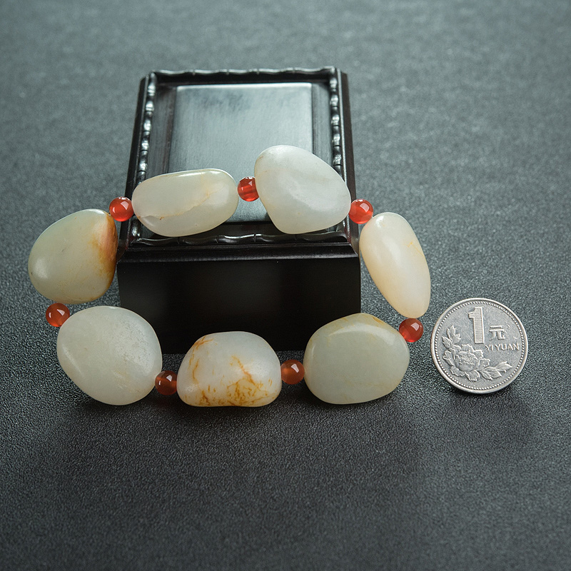 天然和田玉随形单圈手串-红掌柜