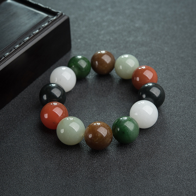 天然17.5mm多宝和田玉单圈手串-红掌柜