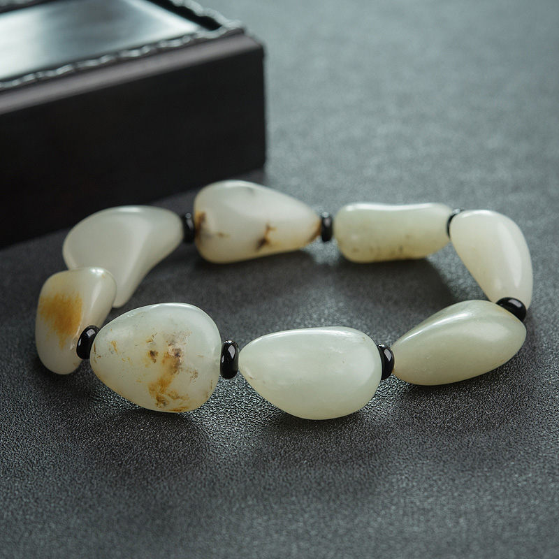 天然和田玉随形单圈手串-红掌柜