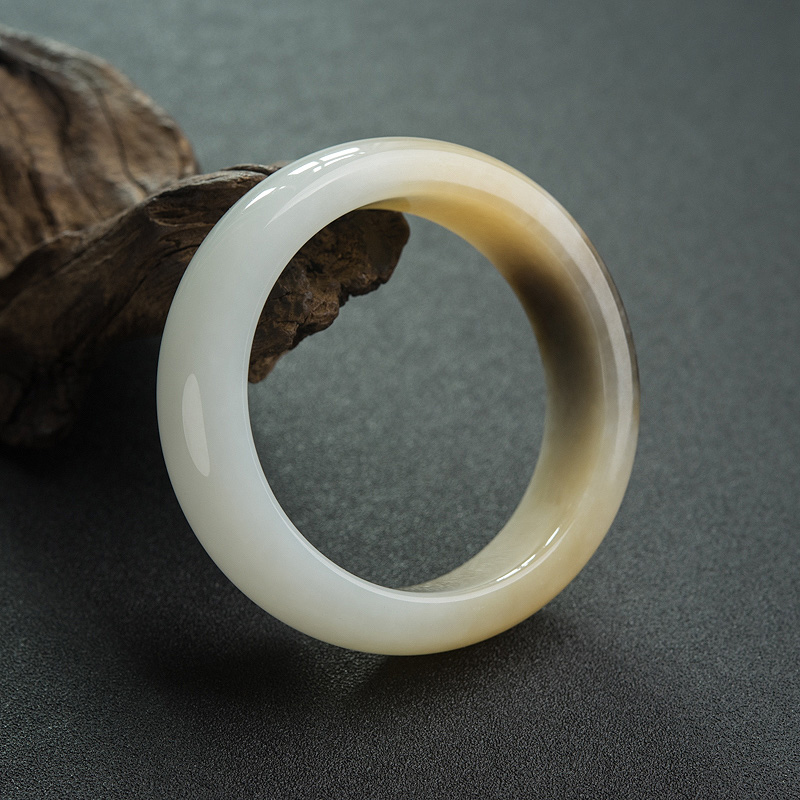 山料俏色和田玉扁镯-红掌柜