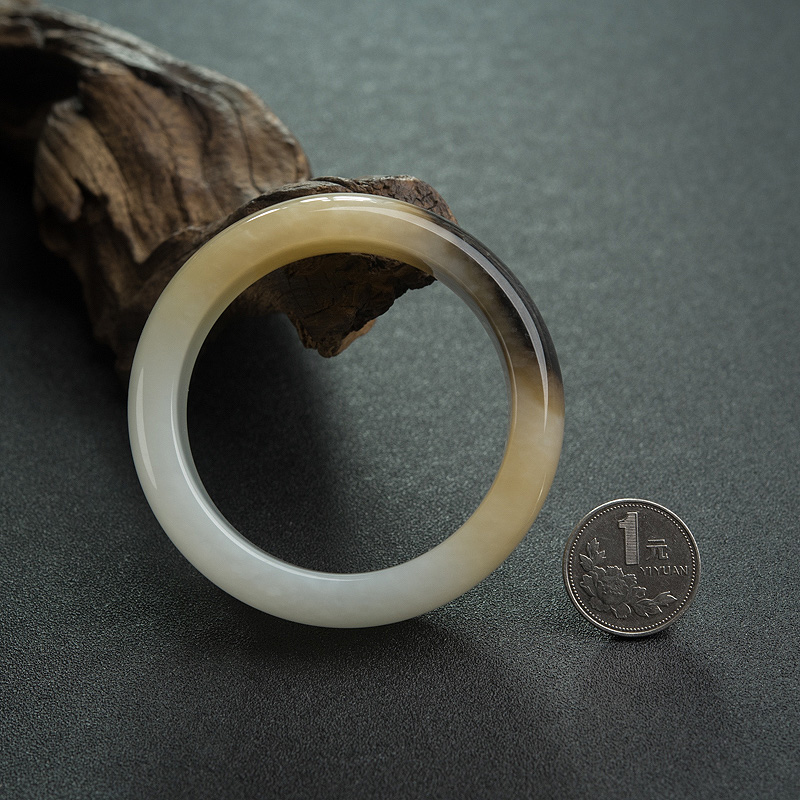 山料俏色和田玉扁镯-红掌柜