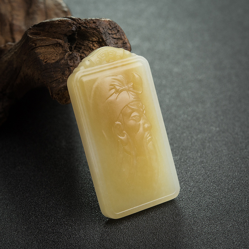 和田玉关公吊坠-红掌柜