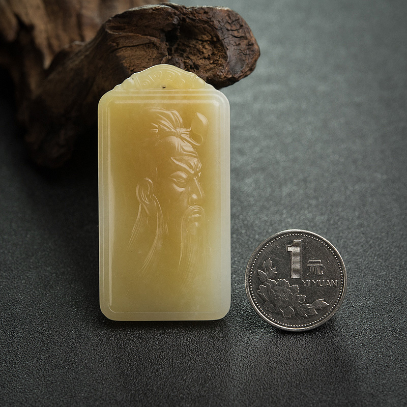 天然和田玉关公吊坠-红掌柜