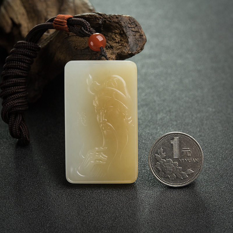 俄罗斯和田玉关公吊坠-红掌柜