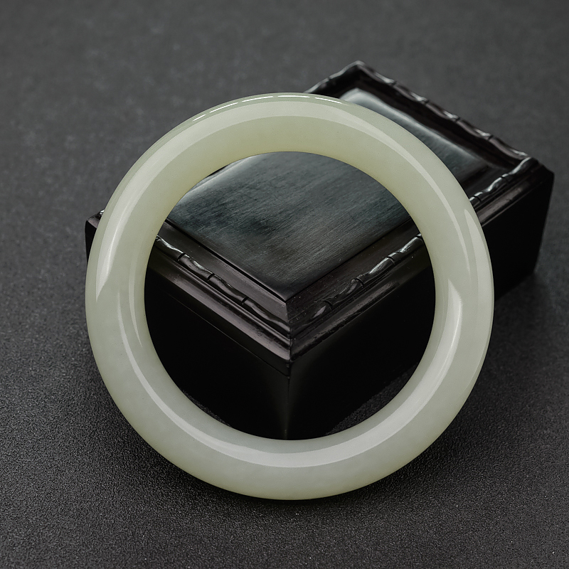 天然山料和田白玉圆镯-红掌柜