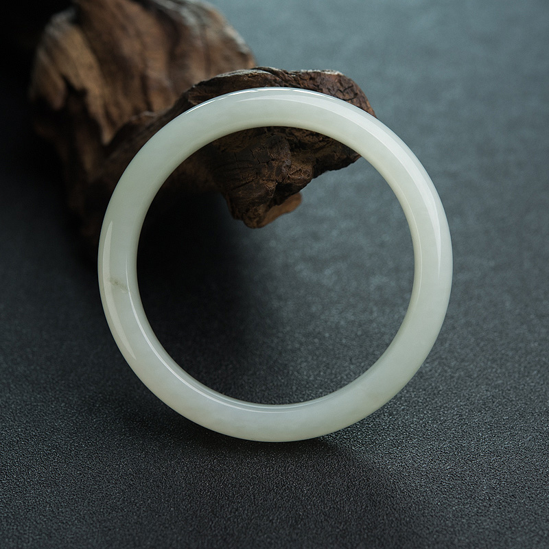 57mm山料和田白玉平安镯-红掌柜