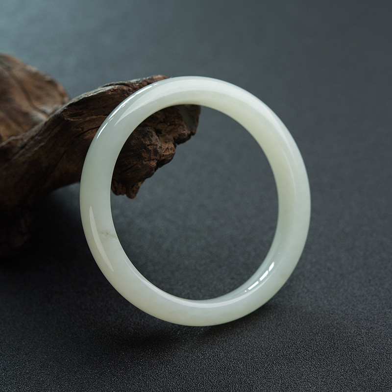 天然57mm山料和田白玉平安镯-红掌柜