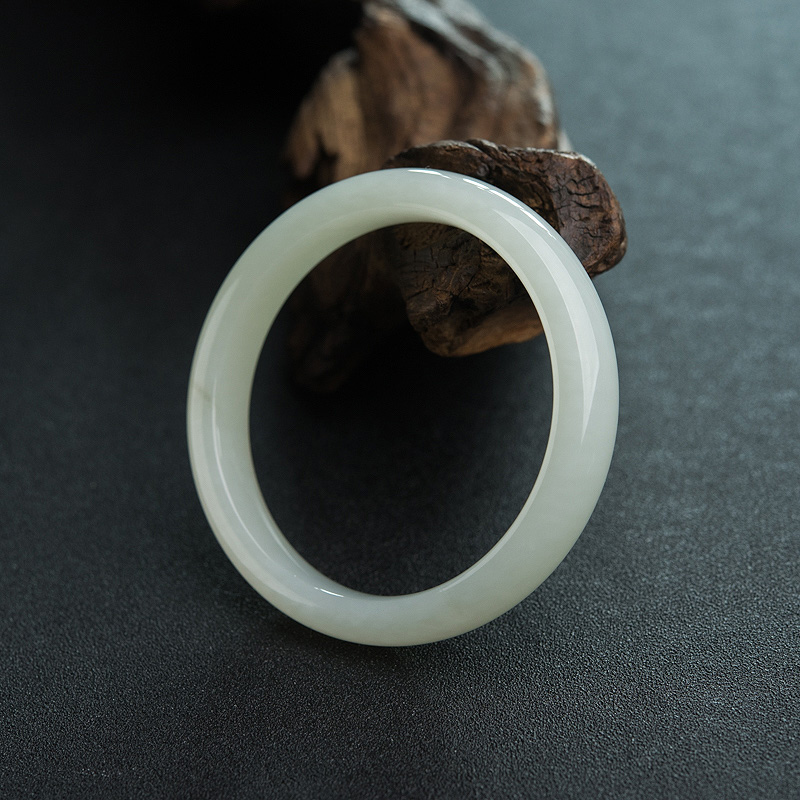 俄罗斯57mm山料和田白玉平安镯-红掌柜