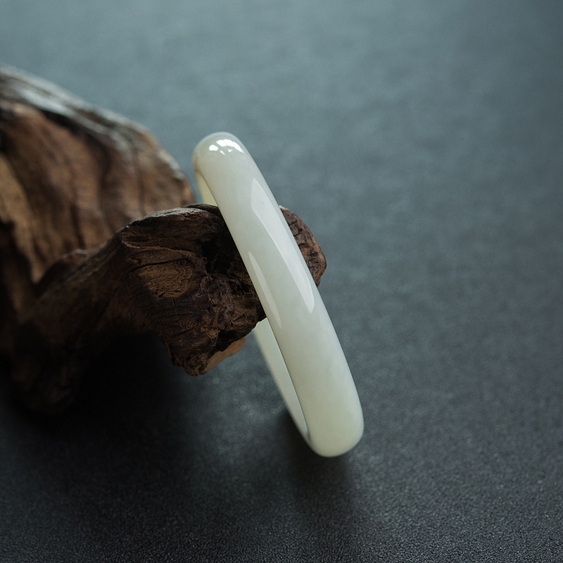 俄罗斯和田白玉平安镯-红掌柜