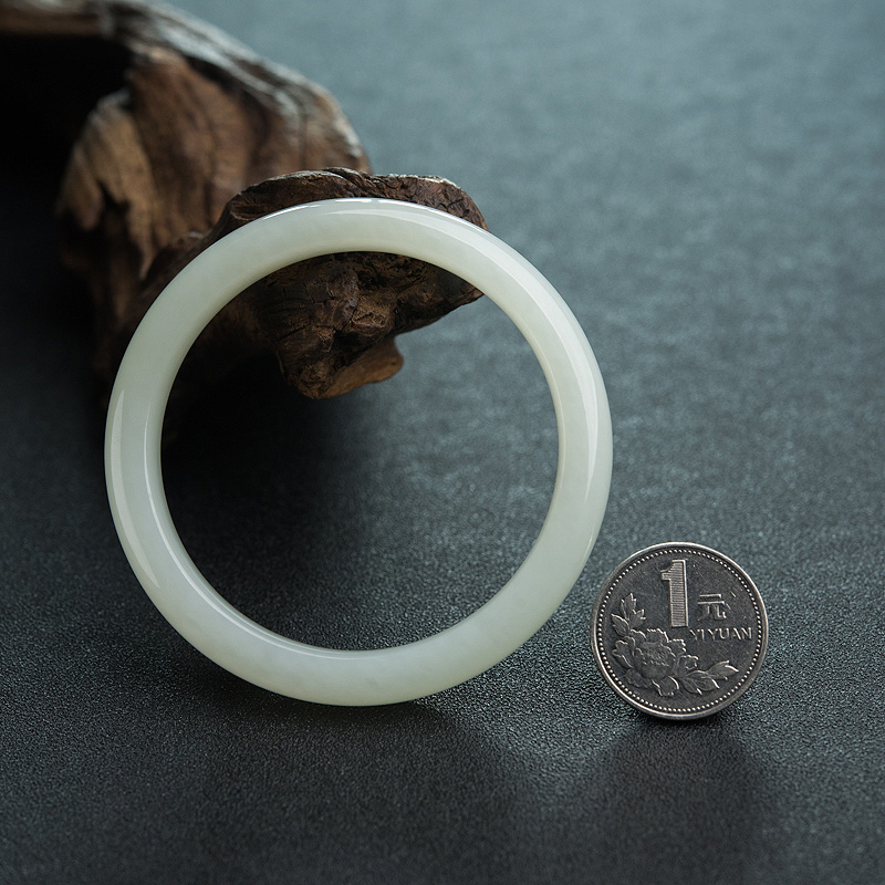 俄罗斯和田白玉平安镯-红掌柜