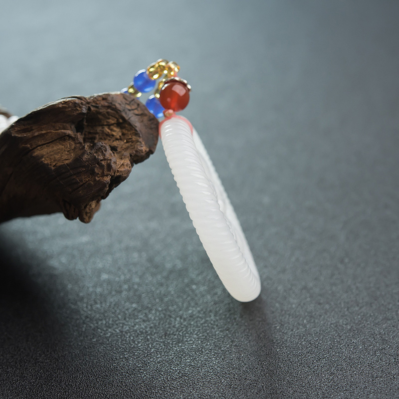 天然和田白玉镂雕花项链-红掌柜