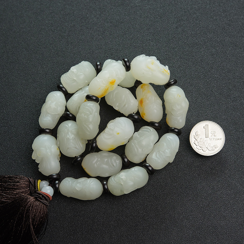 天然新疆和田白玉罗汉头手持-红掌柜