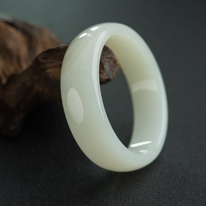 天然和田玉扁镯-红掌柜