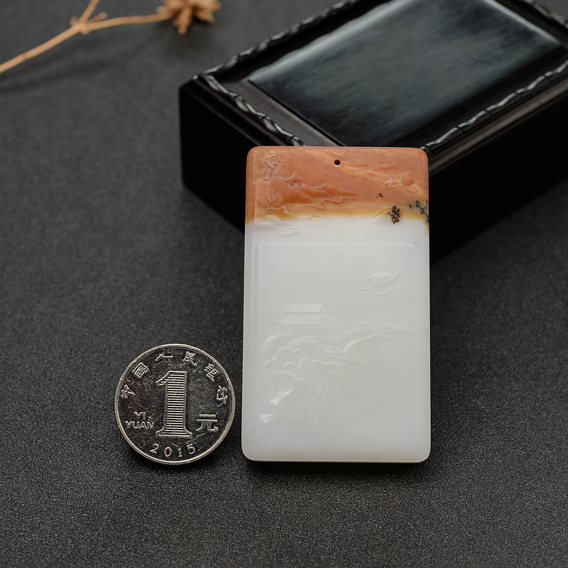 和田玉山水意境牌-红掌柜