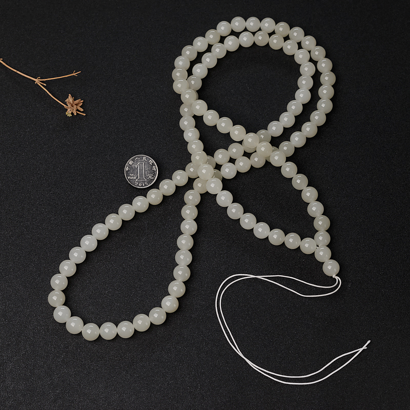 天然和田白玉佛珠-红掌柜