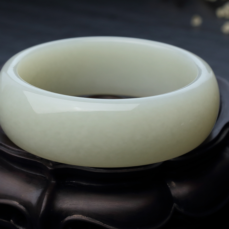 山料和田青白玉扁镯-红掌柜