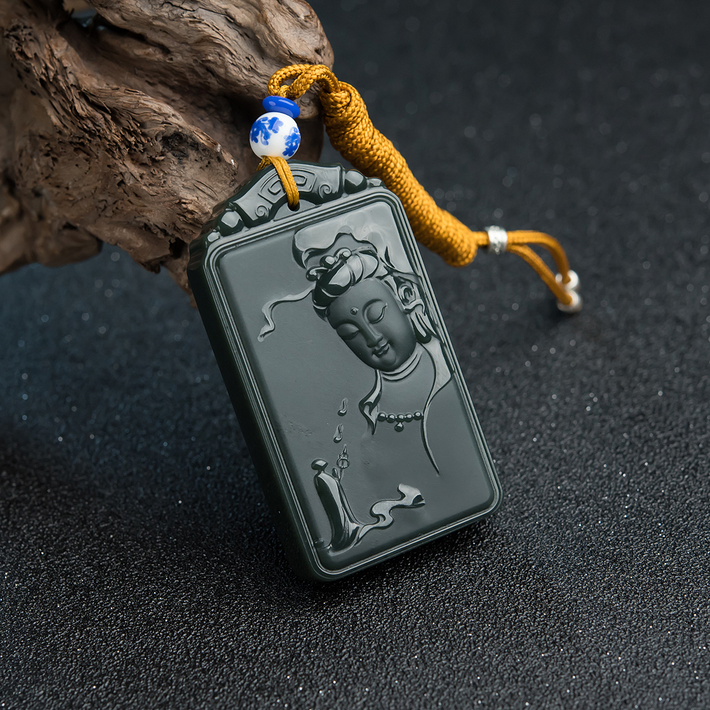 和田碧玉观音挂坠-红掌柜