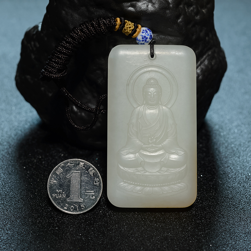 山料和田青白玉大日如来吊坠-红掌柜