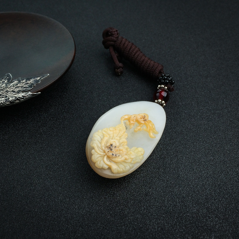 山料和田玉蝶恋花吊坠-红掌柜