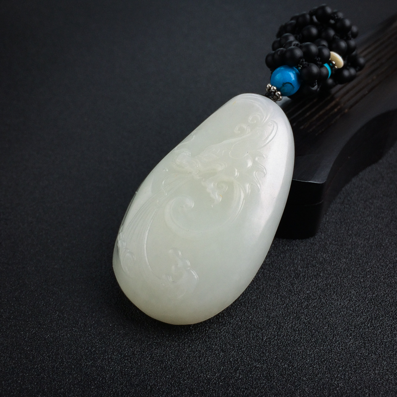 俄料山料白玉龙吊坠-红掌柜