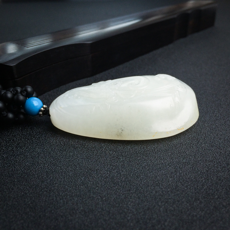 俄料天然山料白玉吊坠-红掌柜