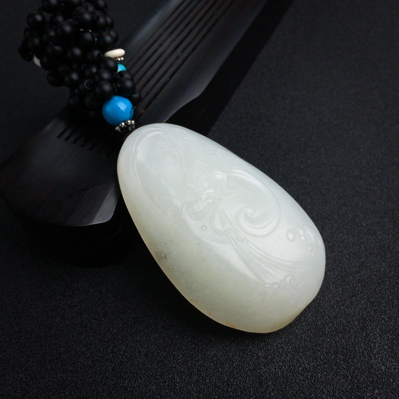 俄料白玉龙吊坠-红掌柜