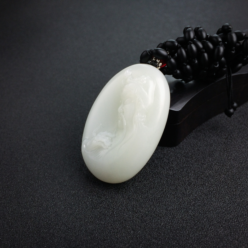 俄料山料白玉关公吊坠-红掌柜