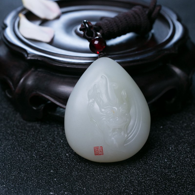 山料和田白玉貔貅吊坠-红掌柜