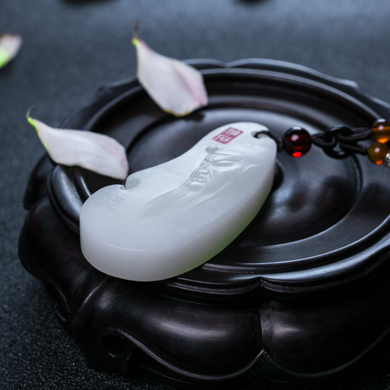 天然和田玉关公吊坠-红掌柜