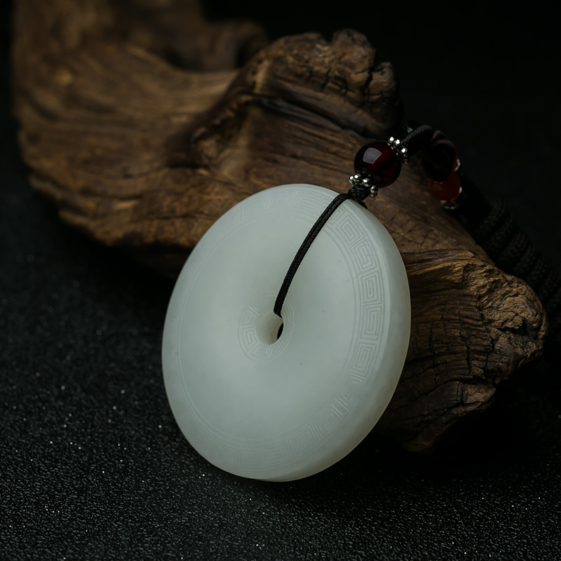 和田白玉平安扣吊坠-红掌柜